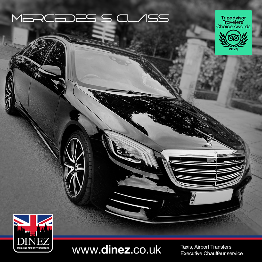 A Mercedes-Benz S-Class for Farnborough Taxi Cabs executive chauffeur service in Farnborough, Hampshire.